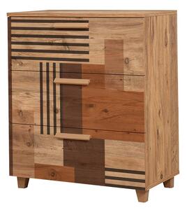 Comoda Leva Gravis Colorblock Dresser, Stejar, 43x95x80 cm