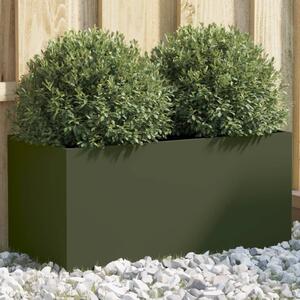 Jardinieră, verde măsliniu, 62x30x29 cm, oțel laminat la rece