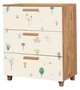 Comoda Leva Gravis Colorblock Dresser, Stejar, 43x95x80 cm