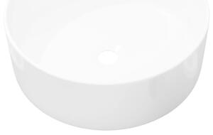 Chiuvetă de baie din ceramică, rotundă, 40 x 15 cm, alb