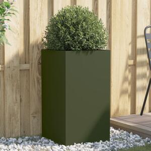 Jardinieră, verde măsliniu, 42x38x75 cm, oțel laminat la rece