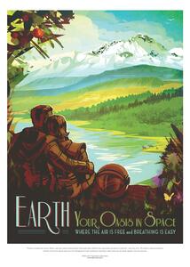 Artă imprimată Earth - Your Oasis in Space (Retro Intergalactic Space Travel) NASA, (30 x 40 cm)