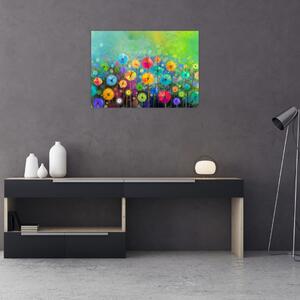 Tablou pe sticlă - Flori abstract (70x50 cm)