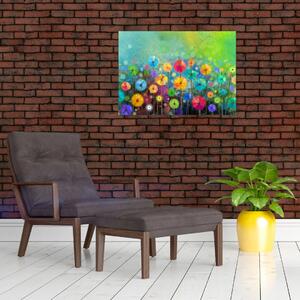 Tablou pe sticlă - Flori abstract (70x50 cm)