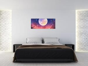 Tablou - Femeie și câine pe lună plină (120x50 cm)
