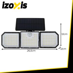Lampă solară LED cu 3 panouri rotative Izoxis - Senzor de mișcare și lumină, acumulator 1800 mAh