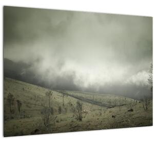 Tablou pe sticlă - Peisaj înainte de furtună (70x50 cm)