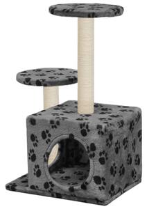 Ansamblu pisici turnuri de sisal gri 60 cm imprimeu cu lăbuțe
