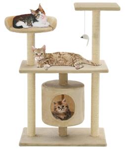 Ansamblu pentru pisici cu stâlpi din funie de sisal, 95 cm Bej