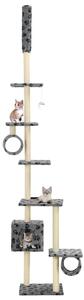 Ansamblu pisici, stâlpi funie sisal 260 cm imprimeu lăbuțe Gri
