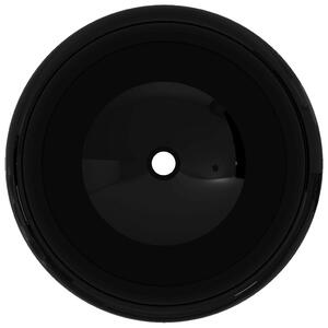 Chiuvetă de baie rotundă, negru, 40 x 15 cm, ceramică