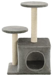 Ansamblu pisici cu stâlpi din funie de sisal, gri, 60 cm