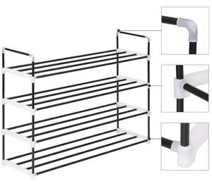 Raft încălțăminte cu 4 etajere din metal și plastic, Negru