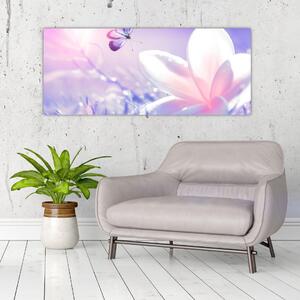 Tablou - Fluture lângă floare (120x50 cm)