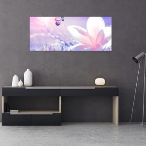 Tablou - Fluture lângă floare (120x50 cm)