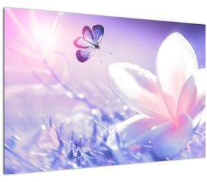 Tablou - Fluture lângă floare (90x60 cm)