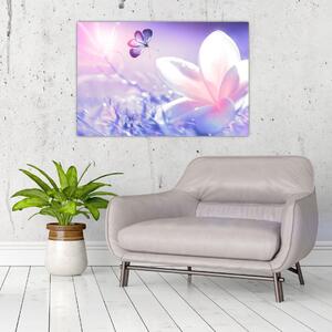 Tablou - Fluture lângă floare (90x60 cm)