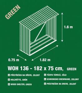 Șopron de lemn pentru grădină G21 - 136 x 182 x 75 cm, verde