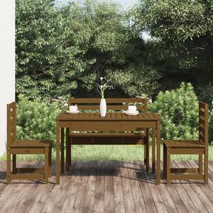 Set de masă pentru grădină, 4 piese, maro miere, lemn masiv pin