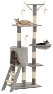 Ansamblu pisici cu stâlpi din funie de sisal, 138 cm, gri