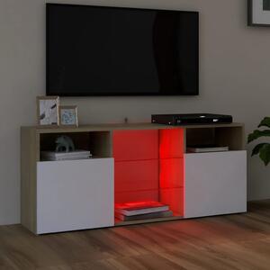 Comodă TV cu lumini LED, alb și stejar sonoma, 120x30x50 cm