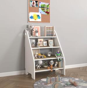 MONTESSORI bibliotecă pentru cărți și jucării pentru copii - sonoma + alb