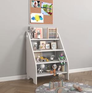 MONTESSORI raft pentru cărți și jucării pentru copii - alb
