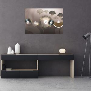 Tablou - Abstract maro-auriu (90x60 cm)