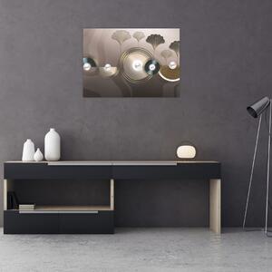Tablou - Abstract maro-auriu (70x50 cm)
