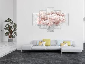 Tablou - Flori roz pe perete (150x105 cm)