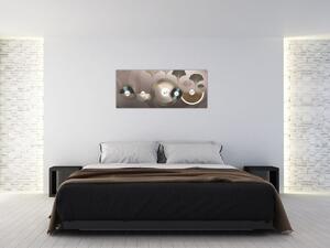 Tablou - Abstract maro-auriu (120x50 cm)