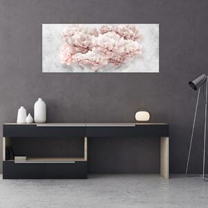 Tablou - Flori roz pe perete (120x50 cm)