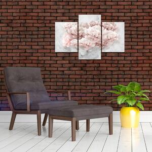 Tablou - Flori roz pe perete (90x60 cm)