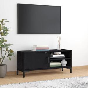 Comodă TV, negru, 90x30x40 cm, lemn de pin masiv
