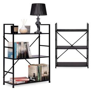 Raft modern cu 3 polițe lemn / metal 80 x 59,5 x 23,5 cm Negru