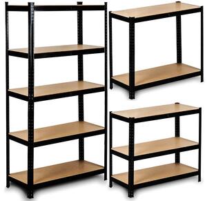 Raft metalic stabil negru cu 5 rafturi 205 x 120 x 45 cm