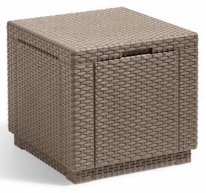 Keter Taburet tip cub cu spațiu de depozitare, cappuccino, 228749 228749