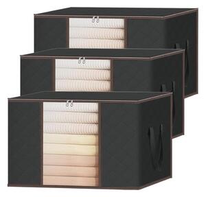 Set 3 Cutii depozitare 84L pliabile cu fereastră transparentă 60x40x35 cm