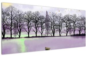 Tablou - Barcă pe lac (120x50 cm)