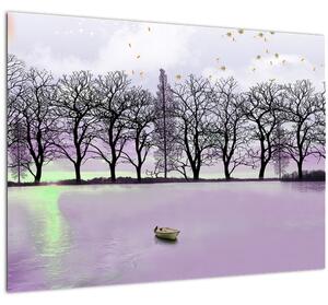 Tablou - Barcă pe lac (70x50 cm)