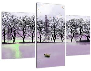 Tablou - Barcă pe lac (90x60 cm)