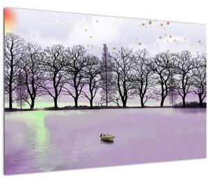 Tablou - Barcă pe lac (90x60 cm)