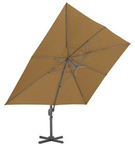 Umbrelă suspendată cu stâlp din aluminiu, taupe, 400x300 cm