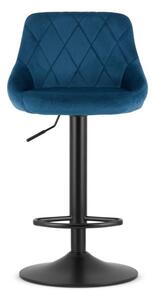 Taburet de bar elegant din catifea cu suport pentru picioare Albastru