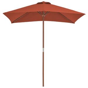 Umbrelă de soare de exterior, stâlp lemn, 150x200 cm, teracotă