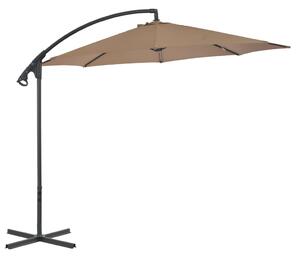 Umbrelă suspendată cu stâlp din oțel, gri taupe, 300 cm