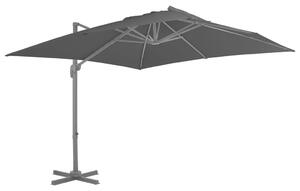 Umbrelă suspendată cu stâlp din aluminiu, negru, 3 x 3 m