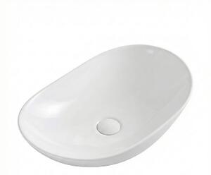Lavoar oval pe blat Royal, ceramică albă lucioasă, 61,5 × 35,5 cm