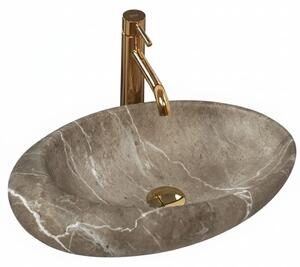 Lavoar oval pentru blat Nature, ceramica textura piatra, 490x310x135 mm