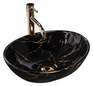 Lavoar pe blat Black Marble Slim Edge, 410x345x150 mm